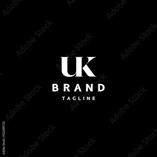 UK initials black and white logo design. Classic Minimalist Initial Letter UK Logo Template.