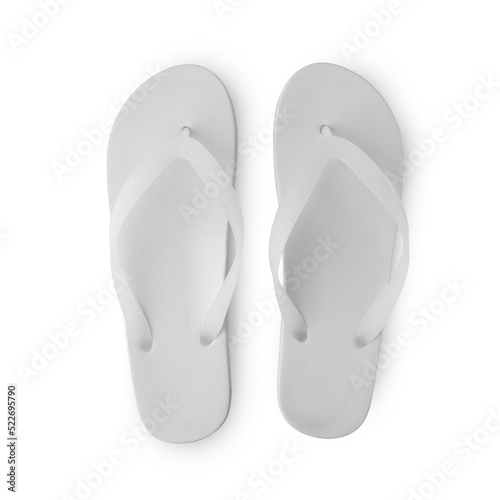 White flip flop sandals mockup cutout, Png file.