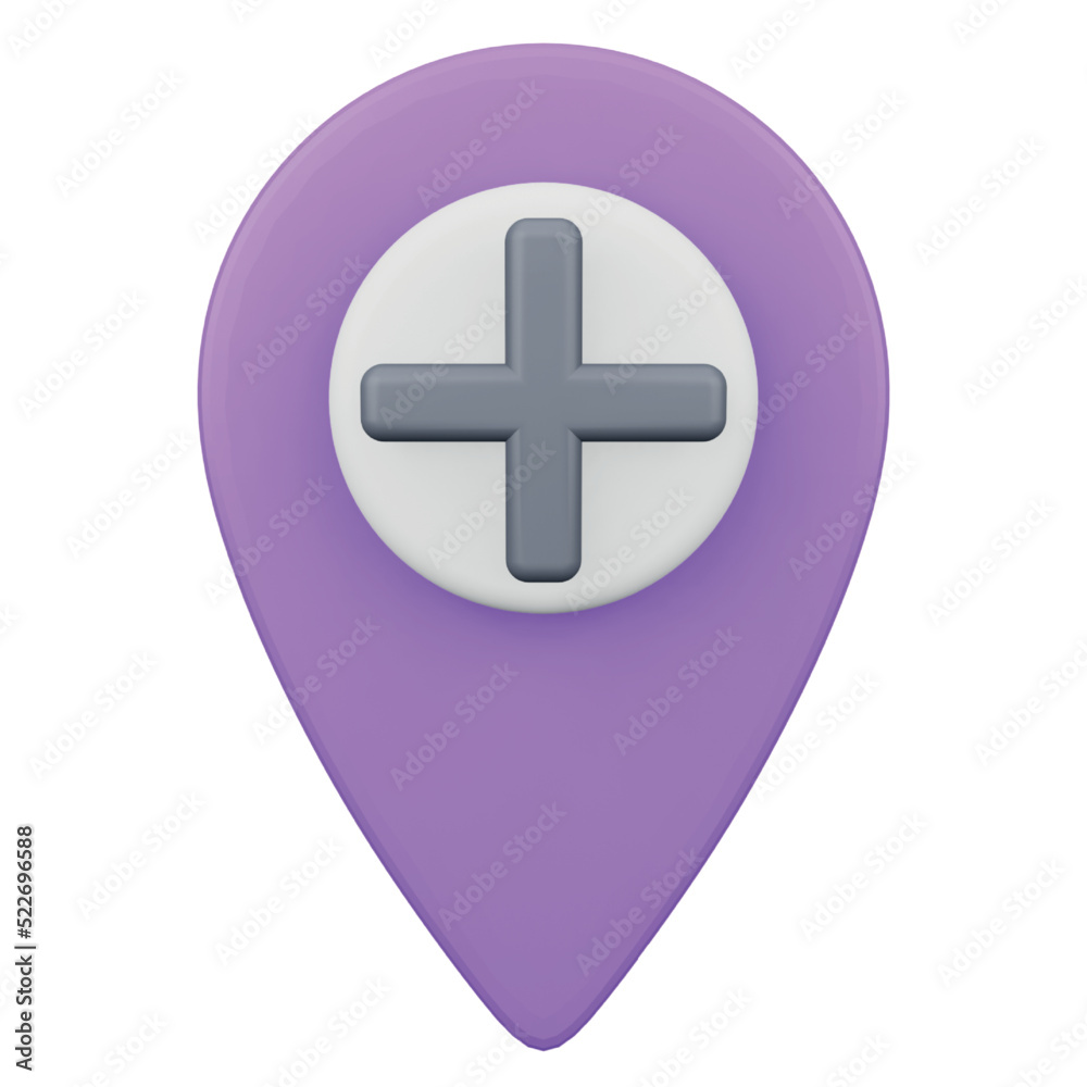 Location hospital 3D rendering isometric icon. Location hospital 3D rendering isometric icon.