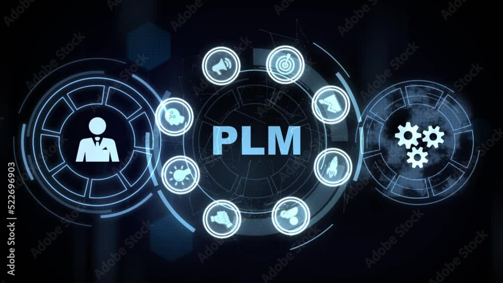 PLM Product lifecycle management system technology concept. Technology, Internet and network concept. PLM Product lifecycle management system technology concept. Technology, Internet and network concept.