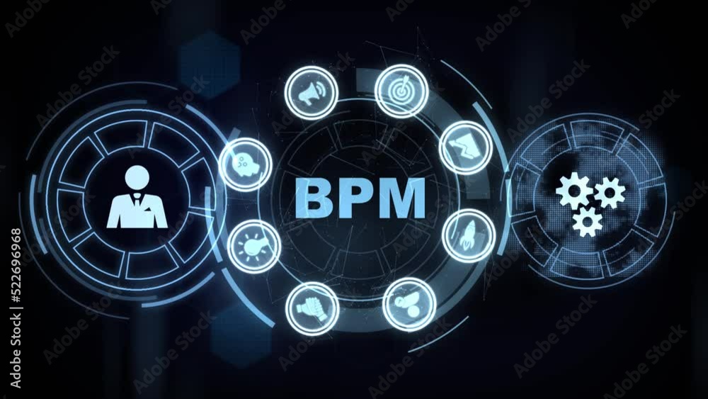 BPM Business process management system technology concept. BPM Business process management system technology concept.