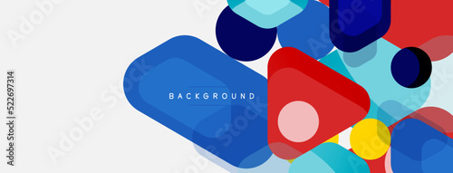 Abstract round geometric shapes and circles background. Trendy techno business template for wallpaper, banner, background or landing