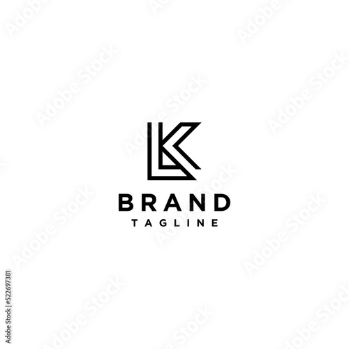 Initials of the letters L and K Logo Design with a simple outline. Initial Outline Letter LK Logo Design.