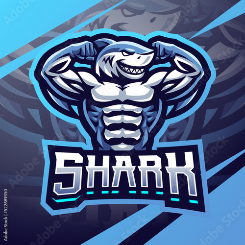 Gym shark esport mascot logo