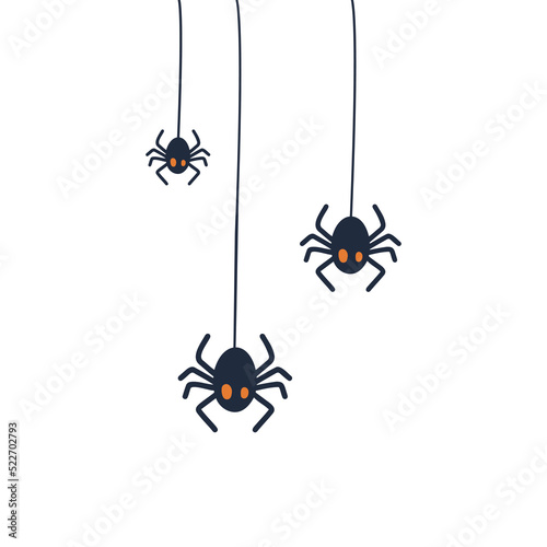 Black spiders are hanging on the web. It is used for printing, posters, T-shirts, textile drawing, printing drawing. Follow other spider models from my collection.