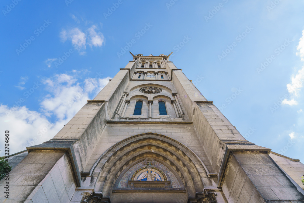 Outdoors view, facade of the Saint Martin Church in the old city of Pau, France