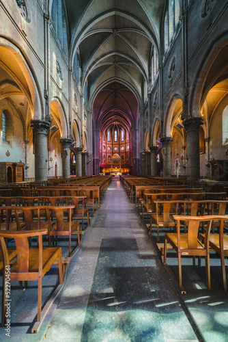 Indoors view of the Saint Martin Church in the old city of Pau, France