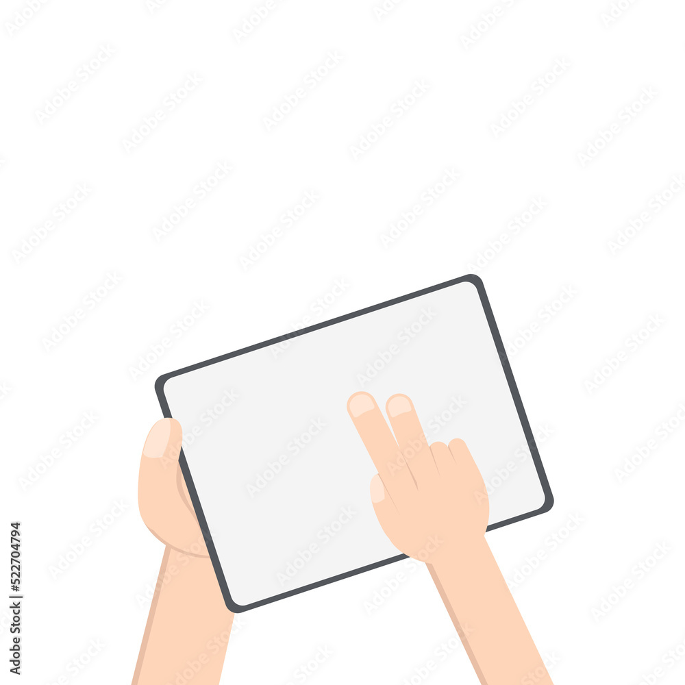 Hand Holding Tablet Landscape Using Right Handed Double Tap Hand Holding Tablet Landscape Using Right Handed Double Tap