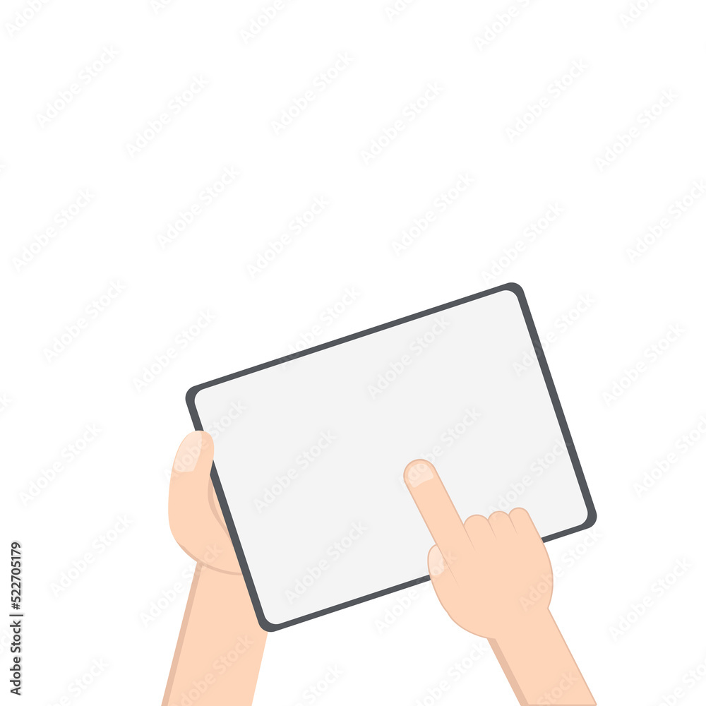 Hand Holding Tablet Landscape Using Right Handed One Single Tap Hand Holding Tablet Landscape Using Right Handed One Single Tap
