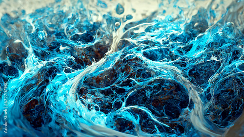 Abstract background blue and white liquid A mixture of colors, waves and curls. 