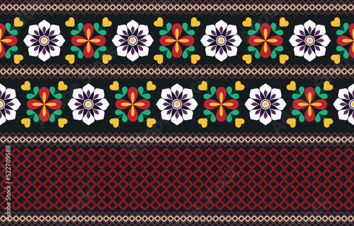 Tribal, ethnic, geometric patterns, seamless. Printed fabric, printing, fabric printing, India