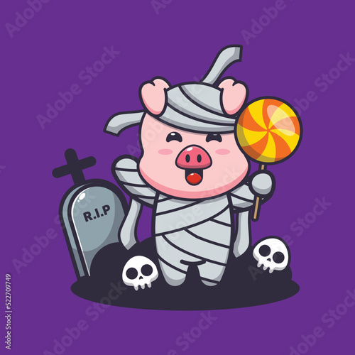 Fotografie cute mummy pig holding candy