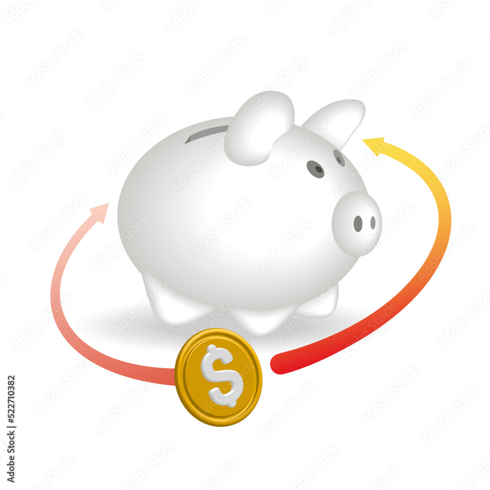 Obraz premium The business concept of a piggy bank of money. Save and accumulate money savings. Secure financial investments, services. Vector illustration, 3D.