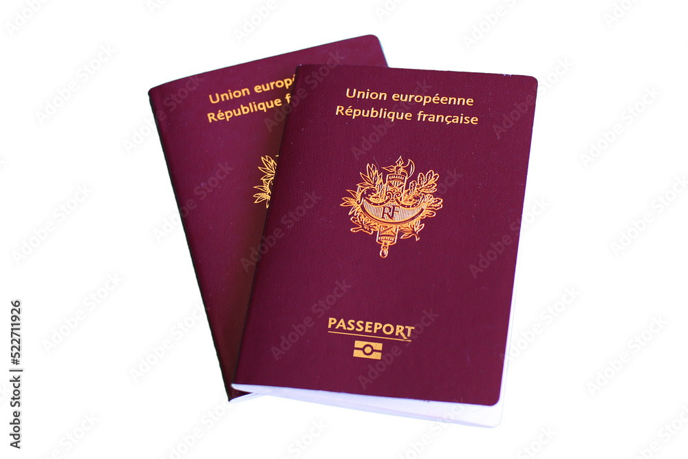 French passeport isolated on white background French passeport isolated on white background
