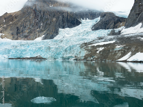 Spectacular view of the Glacier Samarinbreen.  Debouches into Hornsund Fjord, Spitsbergen Island, Hornsund Fjord, Norway