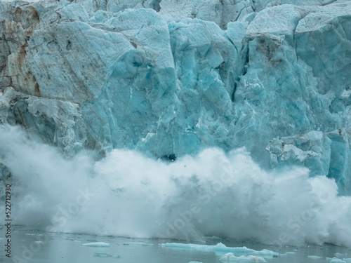 Samarinbreen ended in a calving front at Samarinvagan  a bay on the south side of the Hornsundfjord. Concept for climate change  global warming  north pole  cold nature. Svalbard  Norway