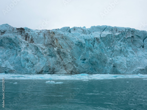 Samarinbreen ended in a calving front at Samarinvagan, a bay on the south side of the Hornsundfjord. Concept for climate change, global warming, north pole, cold nature. Svalbard, Norway