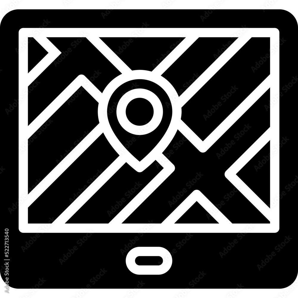 Map on tablet icon, location map and navigation vector