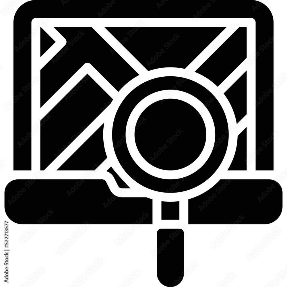 Route finding on laptop screen icon, location map and navigation vector