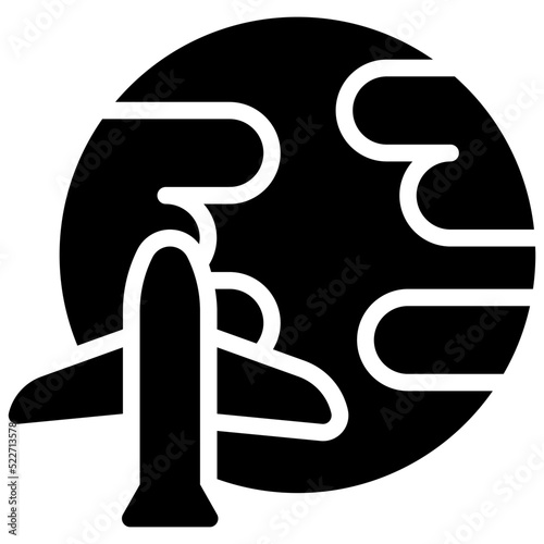Plane and earth icon, location map and navigation vector