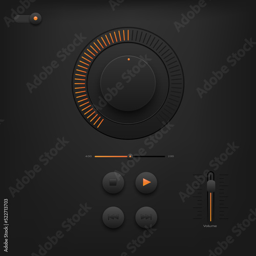 Sound control modern button on black background