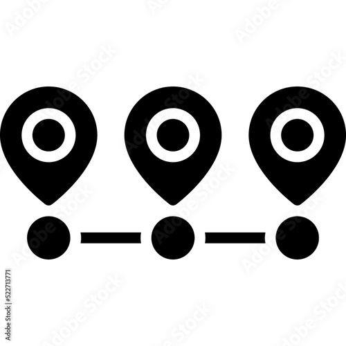 Route icon, location map and navigation vector