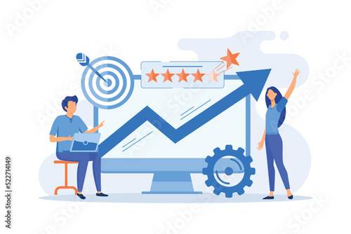 Reputation management Digital marketing service, webpage navigation, public relations, communication strategy, social media, UI menu bar flat design modern illustration
