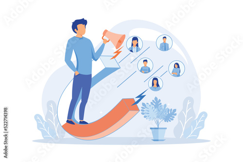 Find leads Generate sales leads, digital marketing strategy, build brand awareness, find new customer, content creation, sales funnel flat design modern illustration