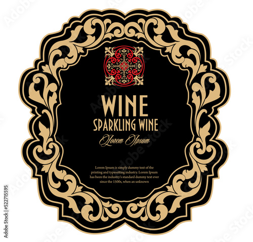 Wine Label Vintage frame border retro label hand drawn antique engraving vector illustration typography poster 