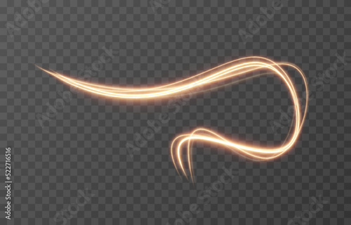 Vector glowing lines of light on an isolated transparent background. Luminous wavy lines, light trail png. Light speed effect. Neon, glowing spiral png.