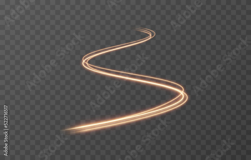 Vector glowing lines of light on an isolated transparent background. Luminous wavy lines, light trail png. Light speed effect. Neon, glowing spiral png.