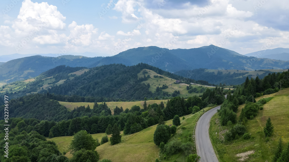 Top view of the road in the mountains 