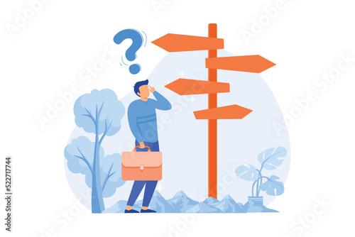 Decision making Problem solving skill, leadership, decision-making framework, tree analysis, rational approach, business management flat design modern illustration