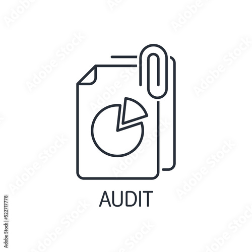audit documents. Vector linear icon isolated on white background.