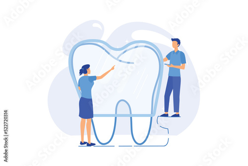 Teeth wear silicone trainer Invisible orthodontic braces, silicon teeth wear, dental training, dental care, crowded tooth treatment method flat design modern illustration