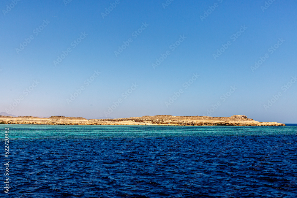 Naklejka premium View to the shore near Sharm el Sheikh from the Red sea