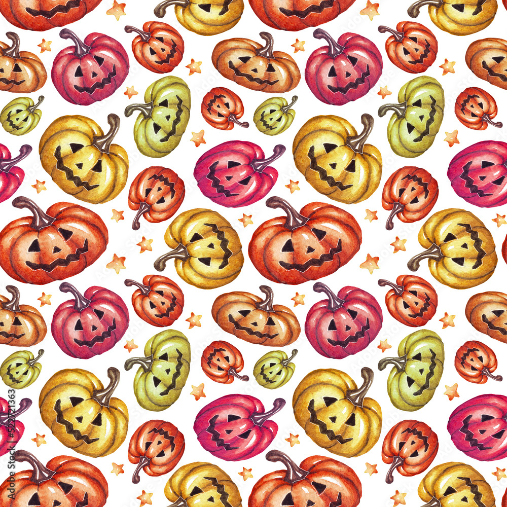 Halloween patterns. Watercolor illustration