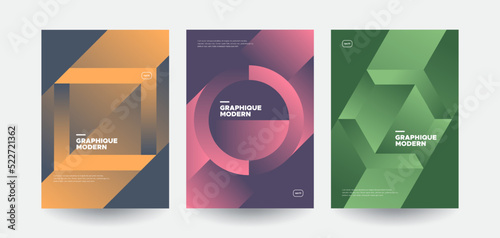 Minimalist posters set with grapient shape patterns. Eps10 vector.