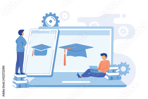 Maths online course. Economics university department, Internet classes, accounting lessons. Bookkeeping and mathematics textbooks digital archive. flat design modern illustration