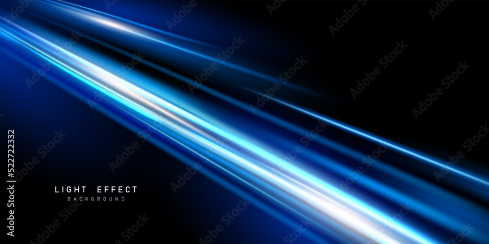 Blue neon light line design blur modern abstract vector illustration