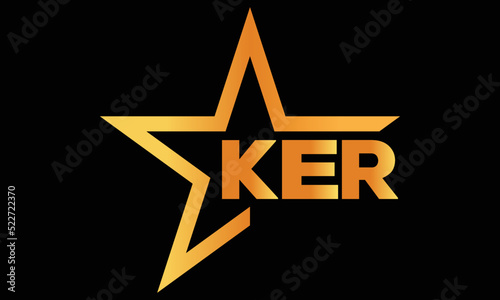 KER golden luxury star icon three letter logo design vector template. royal logo | luxury logo | jewelry logo | premium logo | iconic logo | Victoria logo |	
