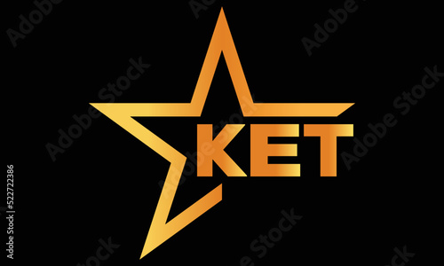 KET golden luxury star icon three letter logo design vector template. royal logo | luxury logo | jewelry logo | premium logo | iconic logo | Victoria logo |	