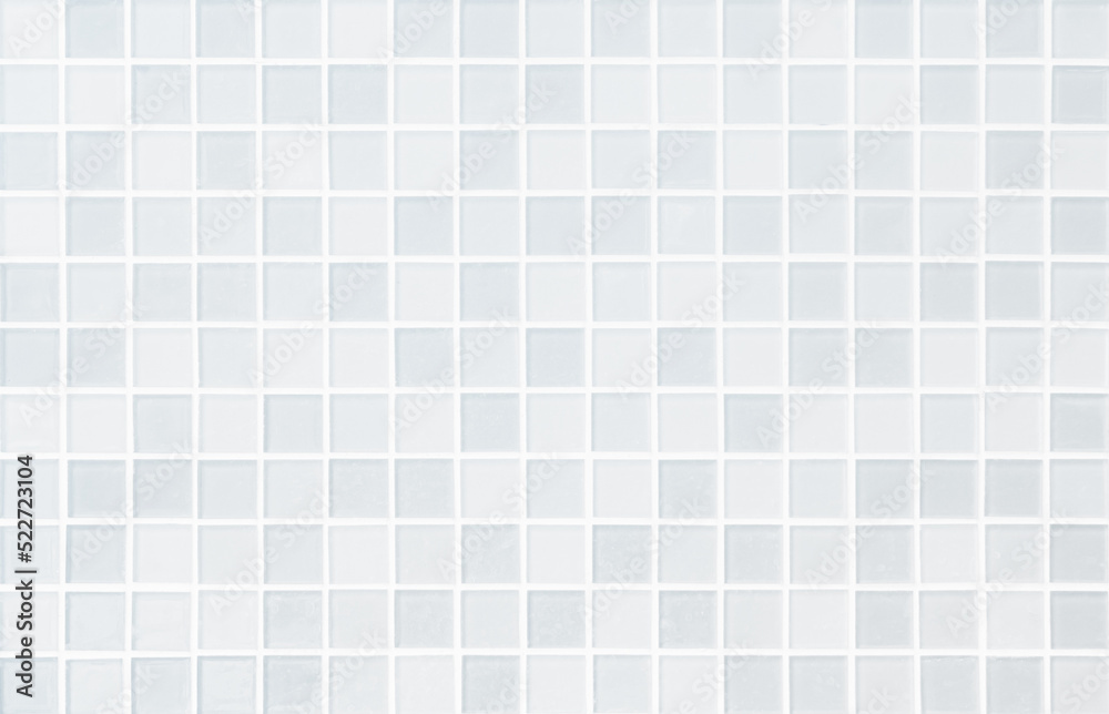 White tile wall chequered background bathroom floor texture. Ceramic wall and floor tiles mosaic background in bathroom. White tile wall chequered background bathroom floor texture. Ceramic wall and floor tiles mosaic background in bathroom.