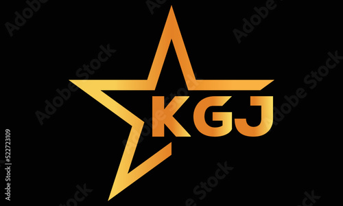 KGJ golden luxury star icon three letter logo design vector template. royal logo | luxury logo | jewelry logo | premium logo | iconic logo | Victoria logo |	