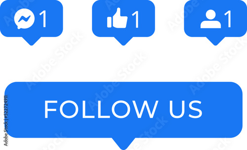 Social Media Follow Like Message Button & Icons