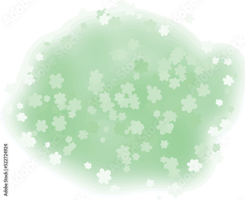 緑のフワフワ花柄背景素材