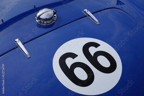 shelby cobra trunk in blue with 66 roundel race number photo