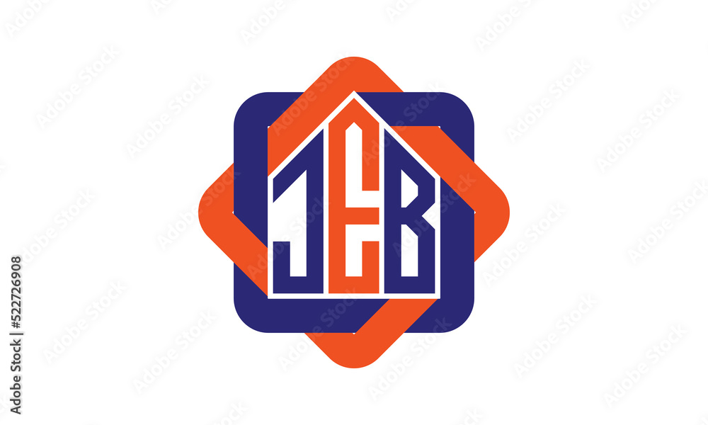 JEB three letter real estate logo with home icon logo design vector