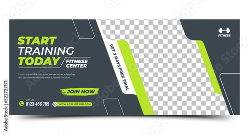 Gym and fitness modern horizontal banner template design