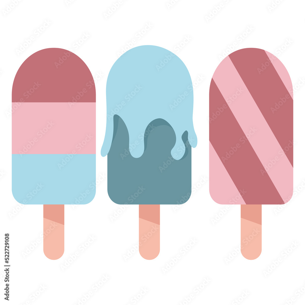 Set of different blue and pink ice creams Set of different blue and pink ice creams
